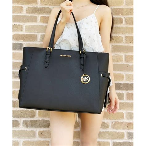 michael kors white and black handbag|michael kors large tote black.